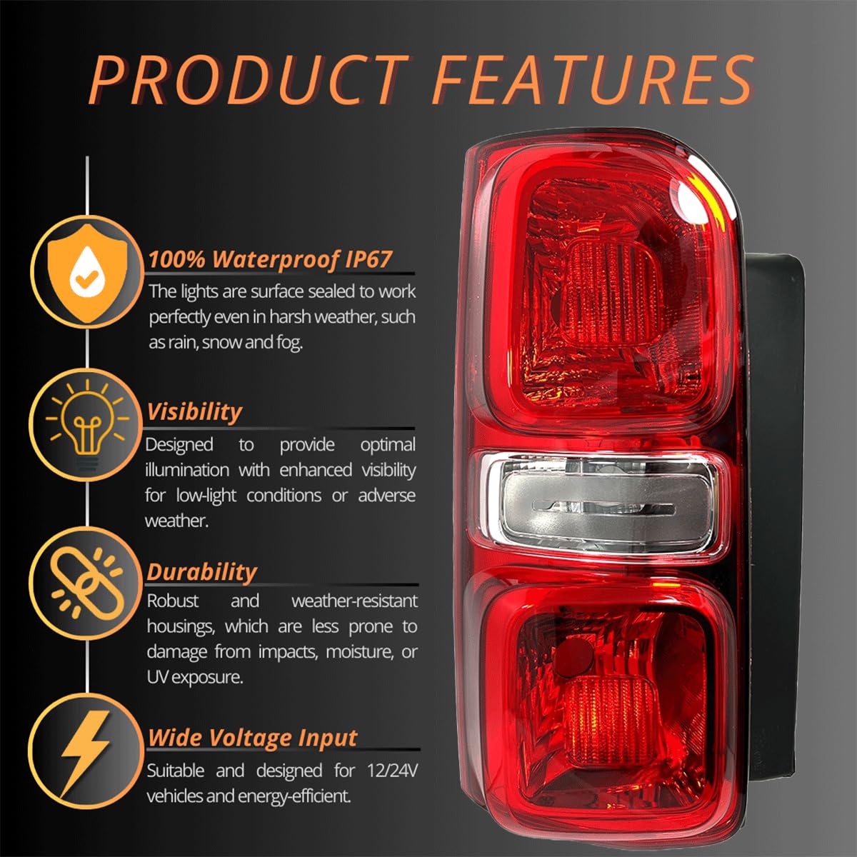 Générique Feu arrière Feux arrière Gauche Compatible avec Peugeot Expert Citroen Jumpy Toyota Proace Opel Zafira Vivaro 2016-968311548000002 SU001A4081 9808243180 E-Mark