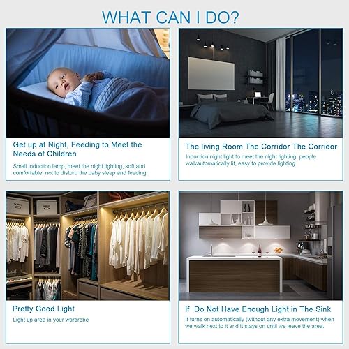 Miniatura 6 de Paquete de 30 luces LED con sensor de movimiento, iluminación inalámbrica regulable debajo del gabinete con batería recargable incorporada, lámpara