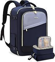 Vista 14 de LOVEVOOK - Mochila de viaje para mujer, mochila de 40 l para llevar en avión, Beige-Marrón