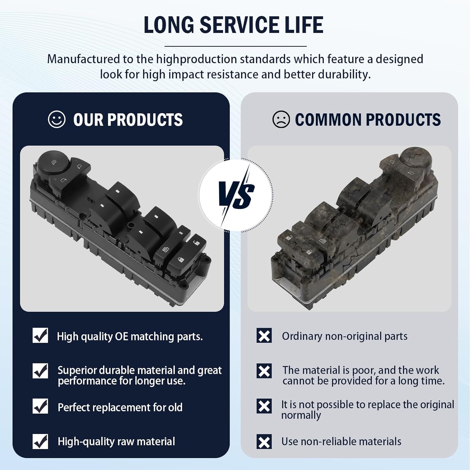 20835552 Master Power Window Switch for 2007-2014 Silverado 1500, Silverado 2500 HD, Tahoe, Suburban 2500, Avalanche & Sierra 3500 HD, Yukon XL 1500 & Escalade ESV EXT Without Power Folding Mirrors