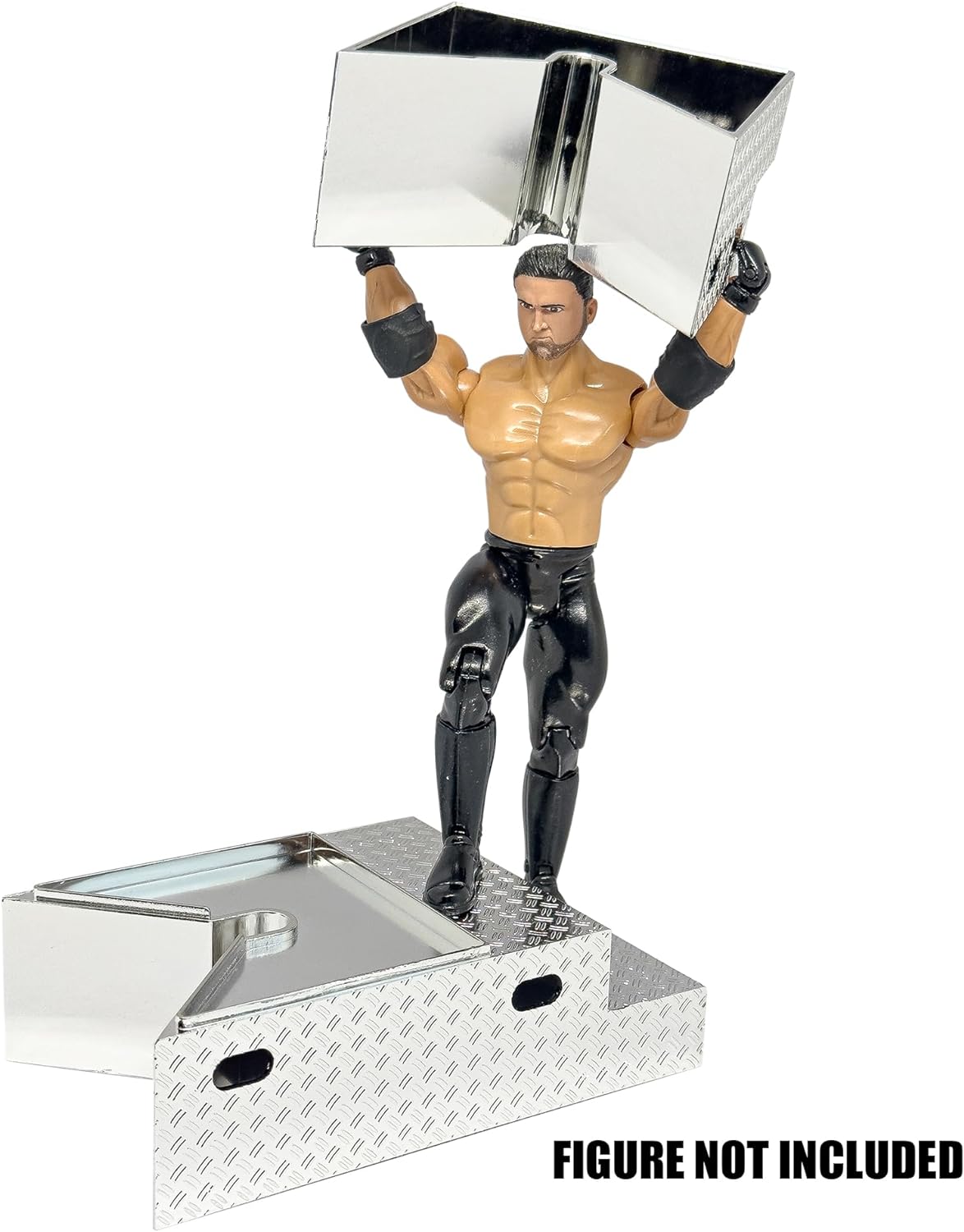 Chrome Plated Deluxe Breakable Ring Stairs for WWE & AEW Wrestling Action Figure Rings