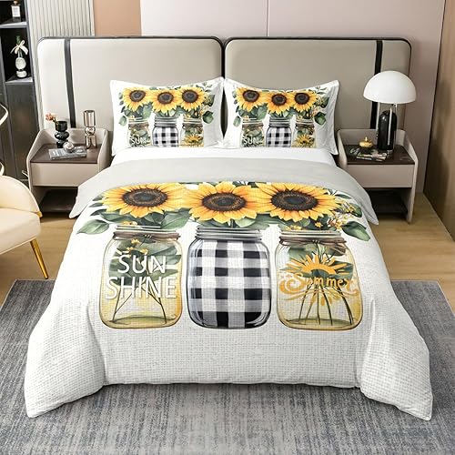 Miniatura 15 de Funda de edredón 100% algodón con diseño floral de margaritas, funda de edredón de flores hippie tamaño individual para decoración de dormitorio de