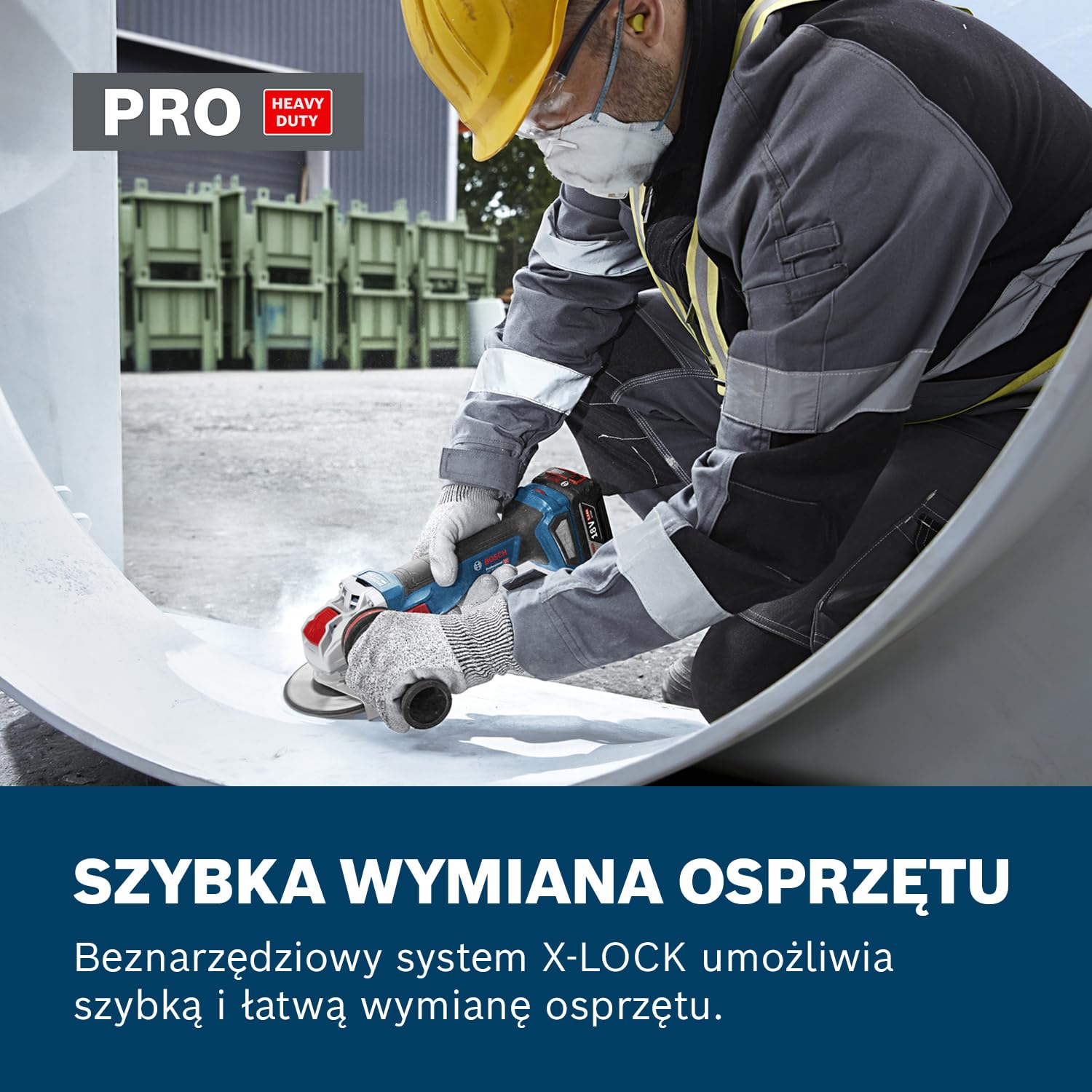Bosch Professional 18V System Akumulatorowa szlifierka kątowa GWX 18V-11 S z systemem X-LOCK (rękojeść dodatkowa z systemem Vibration Control, pokrywa ochronna, walizka L-BOXX 136)