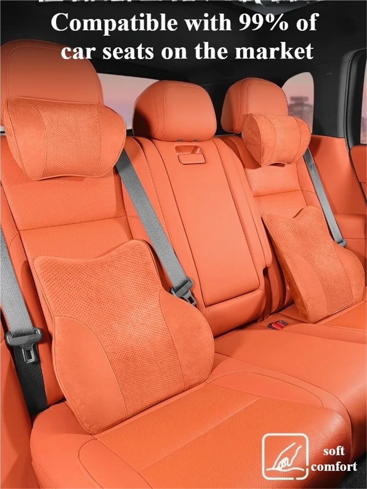 POQUWJDA Car Seat Neck Coussin de Taille pour Appui-tête Voiture en Cuir suédé, Soutien Lombaire pour, Accessoires siège Sleeping Headrest(Wine Red -2pcs)
