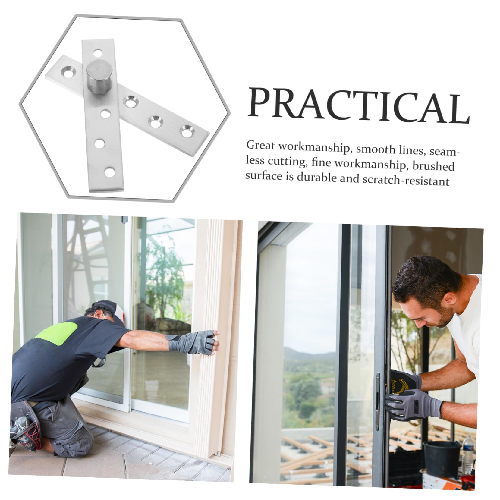 FUNOMOCYA 360 Degree Rotatable Hidden Door Hinge Stainless Steel Pivot Hinge Easy Install