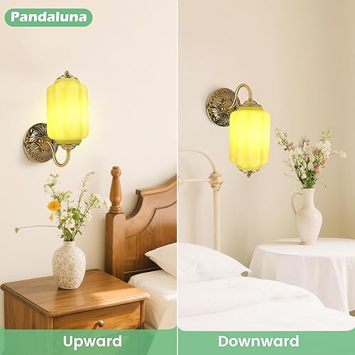 Miniatura 3 de Aplique de pared vintage, lámpara de vidrio de leche blanca, aplique de pared antiguo Art Deco de 5.5 pulgadas para dormitorio, baño, sala de estar,