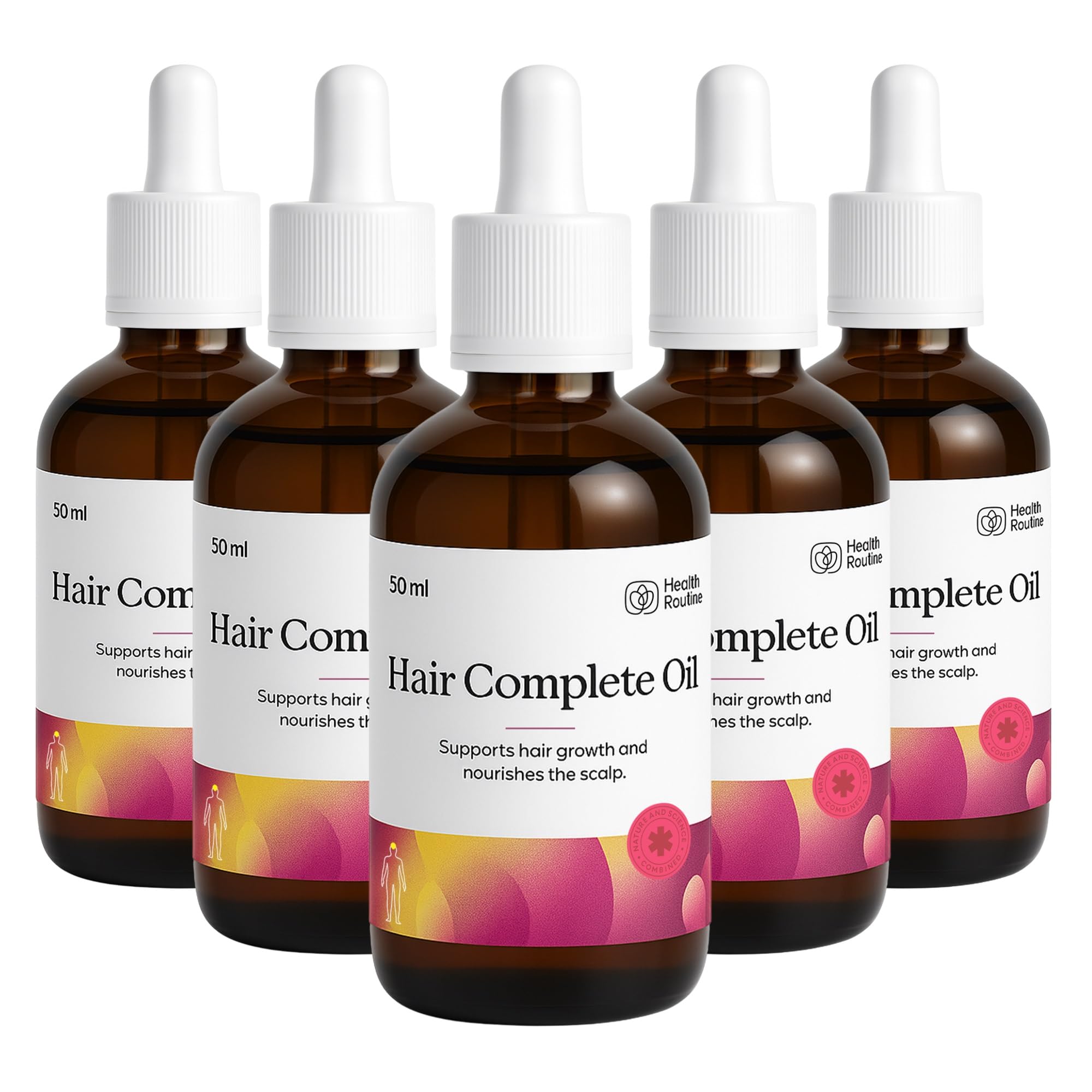 Health Routine Hair Complete Oil – 5er Pack – Haaröl mit Rosmarinöl Haare, Rizinusöl für Haarpflege, Haarwachstum beschleunigen, gegen Haarausfall, Haaröl für trockenes Haar