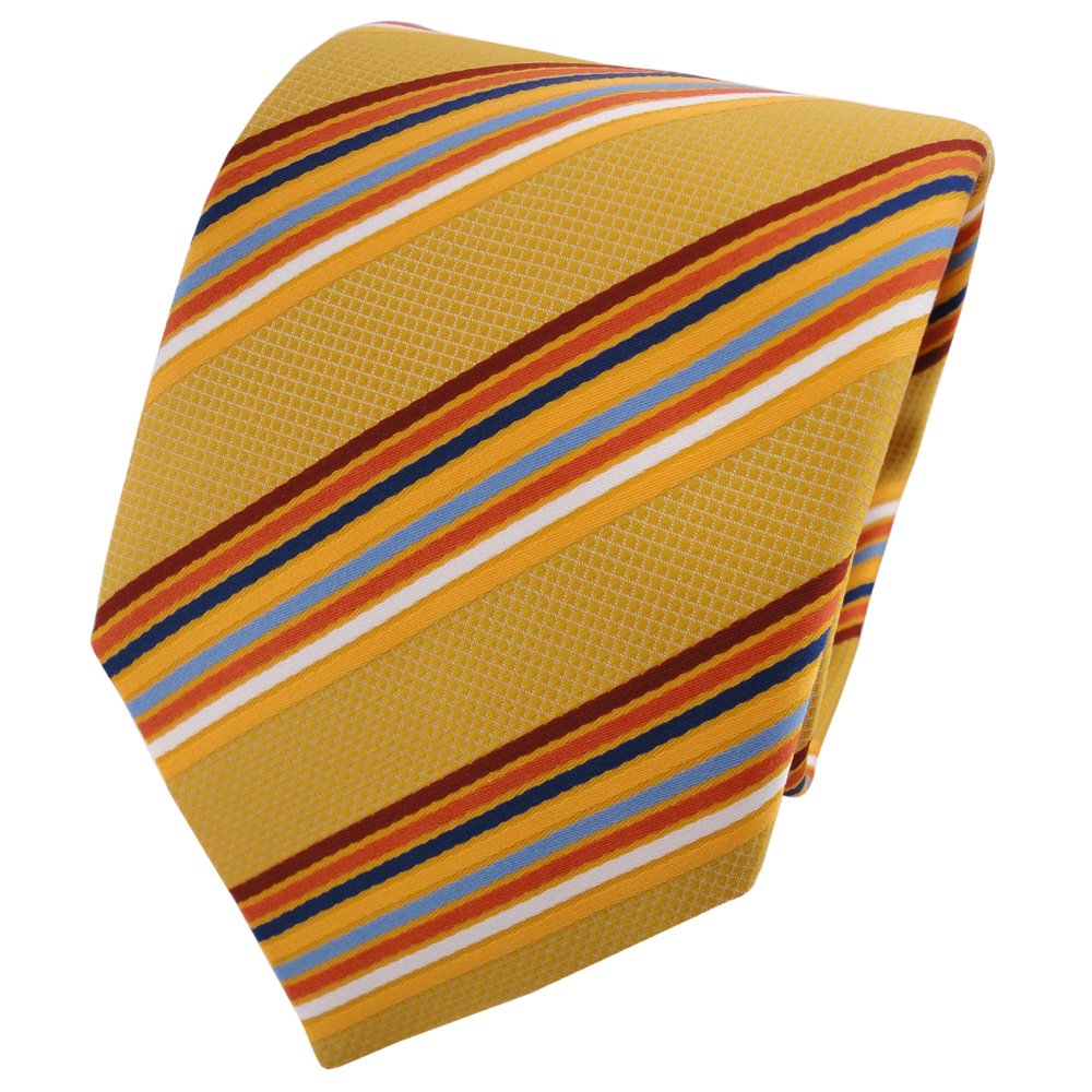 TigerTie Designer tie necktie yellow dark-yellow orange blue white striped