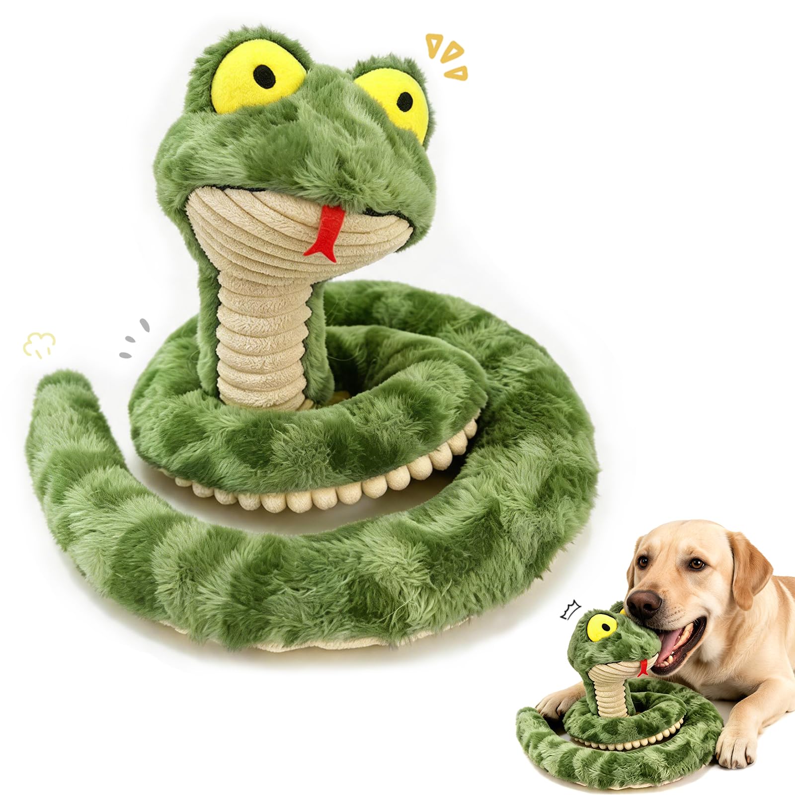Giocattolo da masticare per cani in peluche, giocattolo interattivo elastico per cani di taglia media e grande, durevole, giocattolo gigante per cani da masticare, sollievo dalla noia (verde)