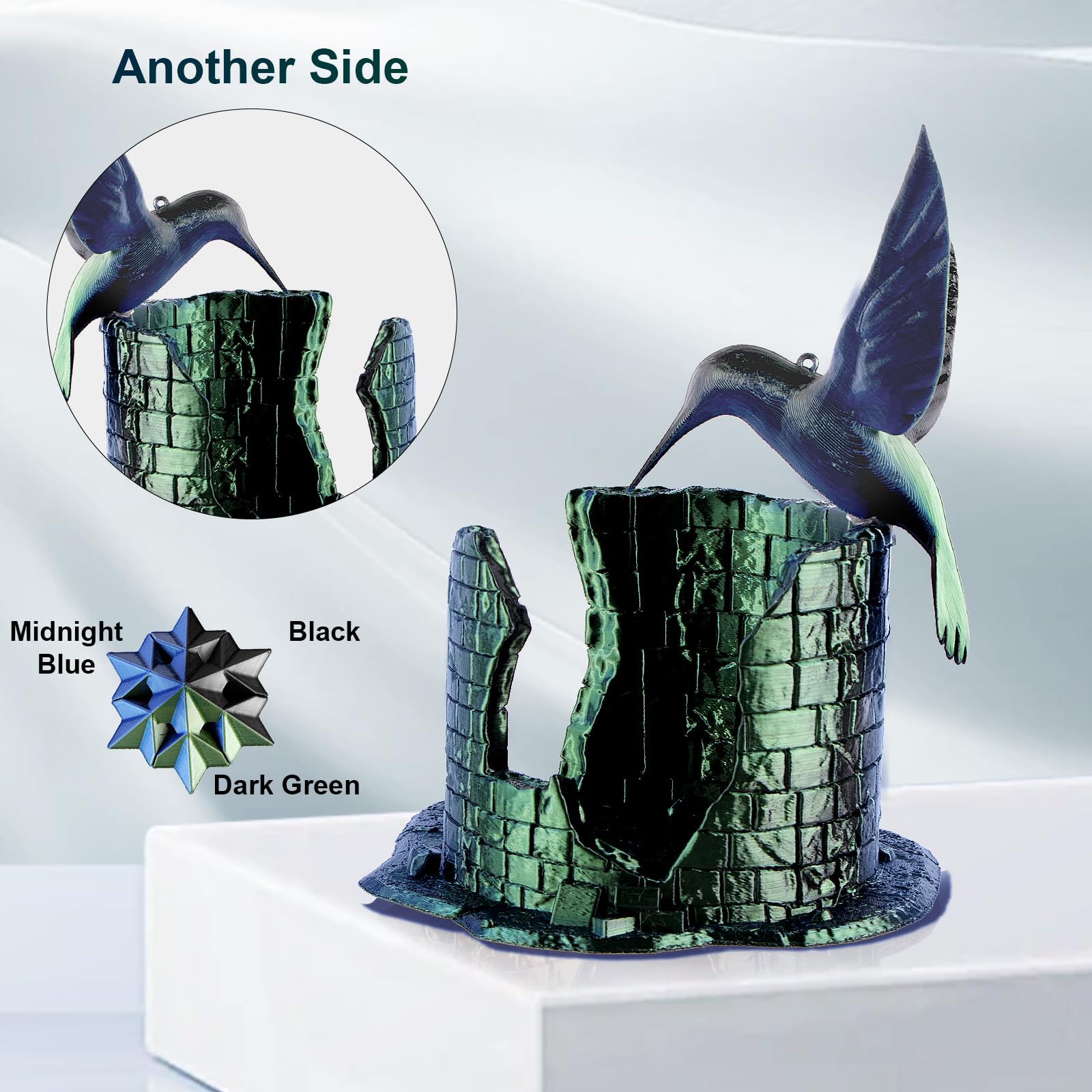 ERYONE High Speed Filament Silk Tricolor PLA 1.75mm +/- 0.03mm, Rapid PLA Filament, 30-500mm/s Hyper Speed Filament, 1kg (2.2LBS)/Spool, Dark Green/Midnight Blue/Black