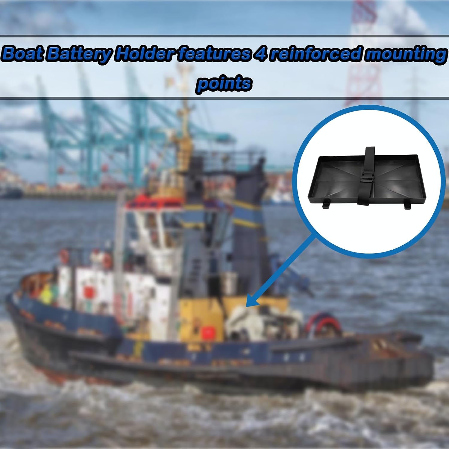 Group 27 Battery Tray with Strap, Heavy Duty Battery Holder for Automotive, Marine, Boat and RV Batteries (27 Series)