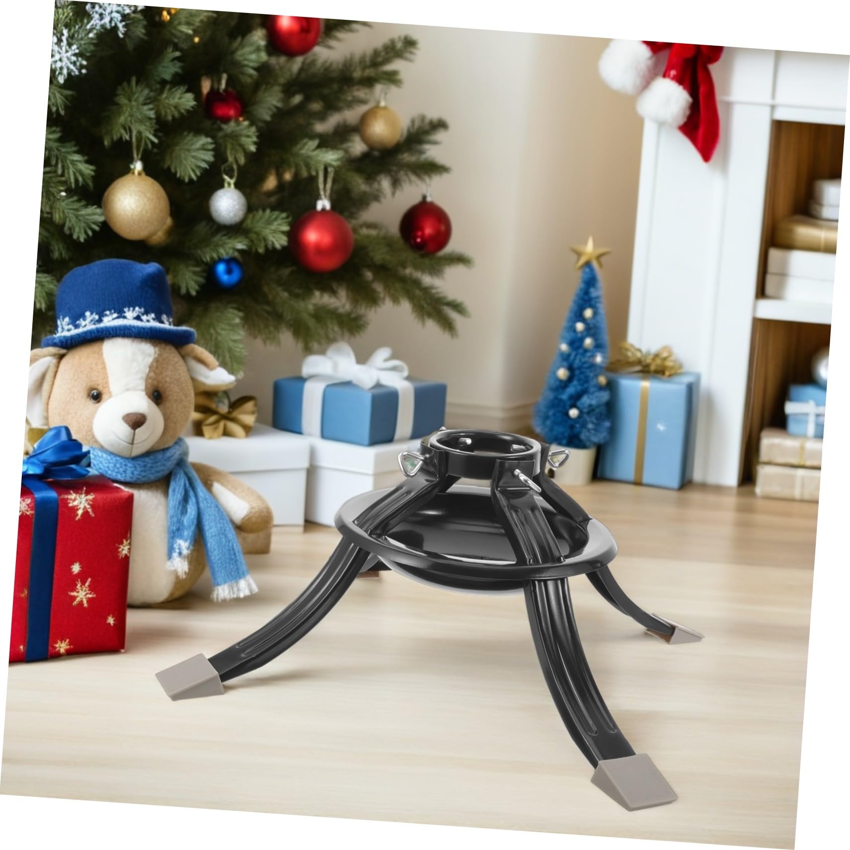 Base de Soporte para Árbol de Navidad de Hierro Forjado Soporte Redondo Ajustable Accesorio para Árbol Real para Exhibiciones Navideñas