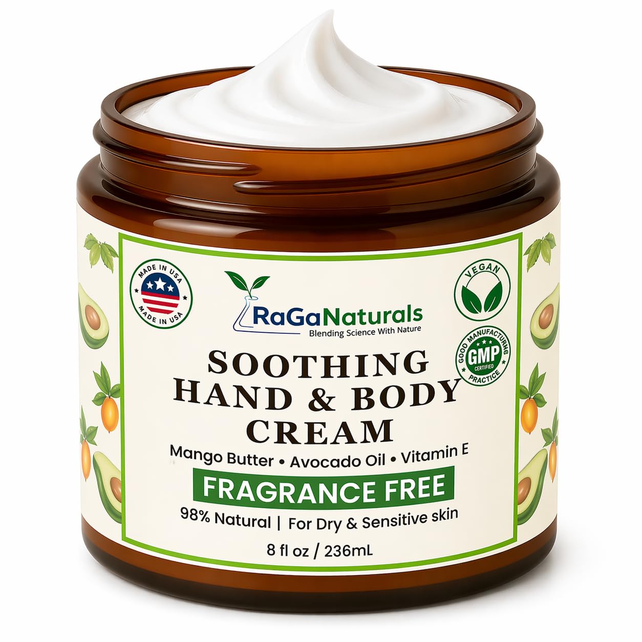 RaGaNaturals Fragrance Free Hand and Body Cream