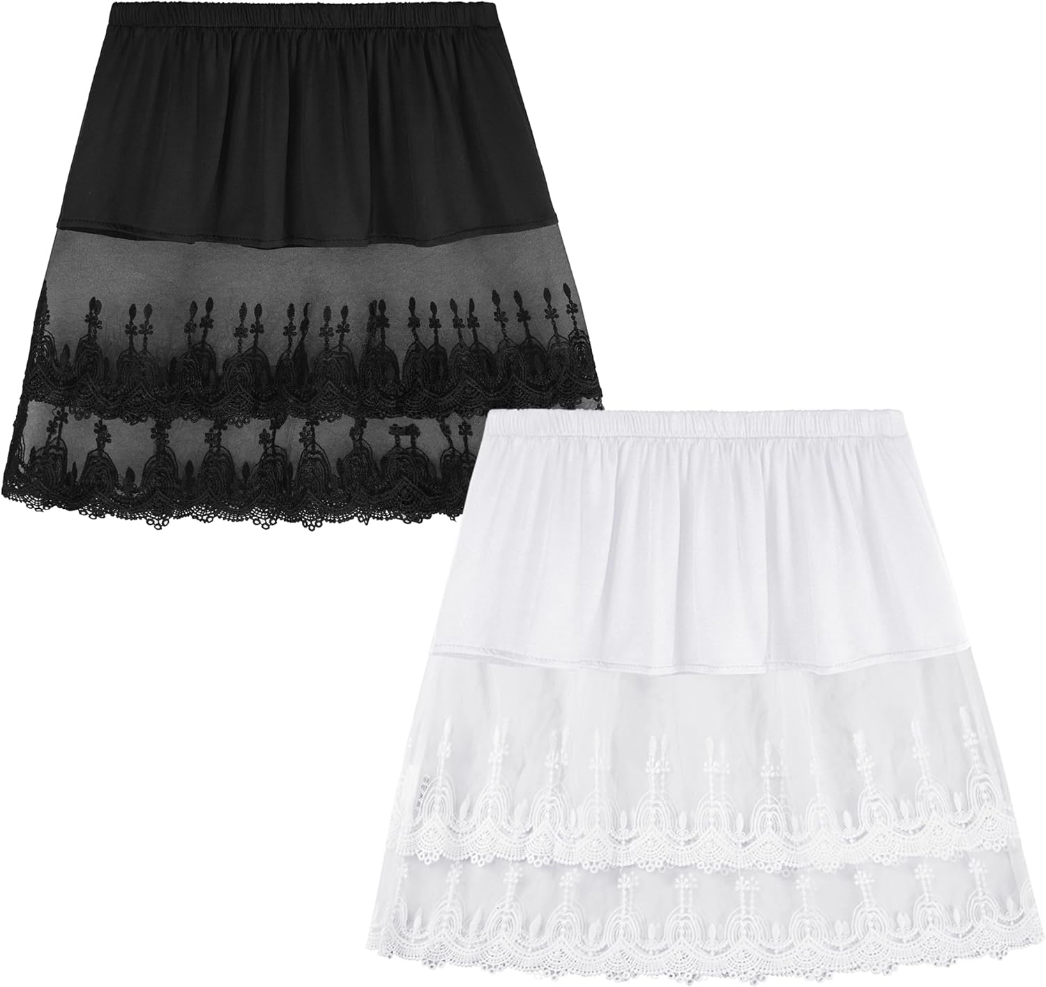 Girstunm Women's Mini Adjustable Removable Layered Sweep Shirt Underskirt Shirt Extender with Buttons