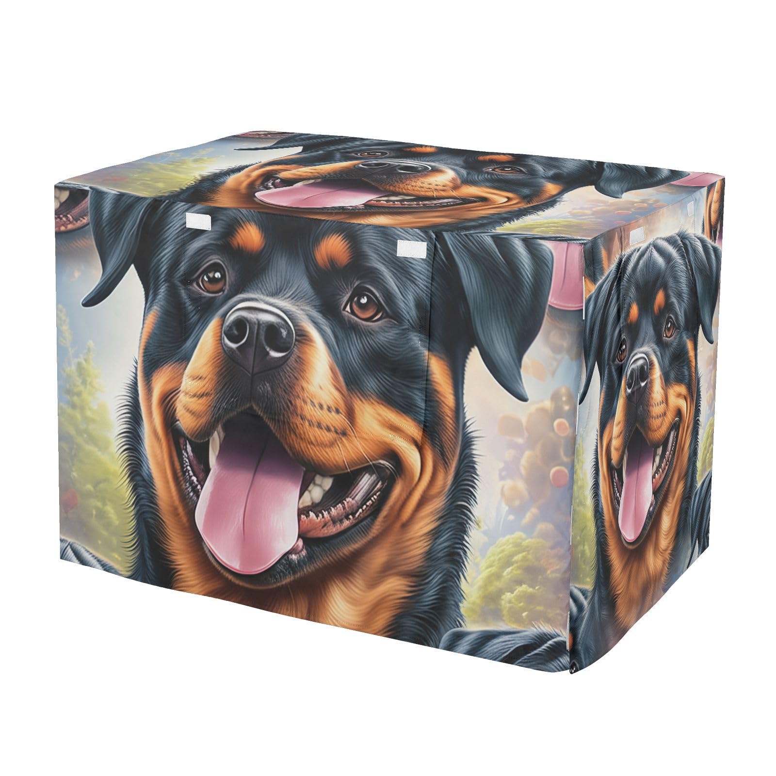 RPLIFE Happy Rottweiler Pet Cage Cover with Openings, UV-Resistant Crate Cover, X-Large