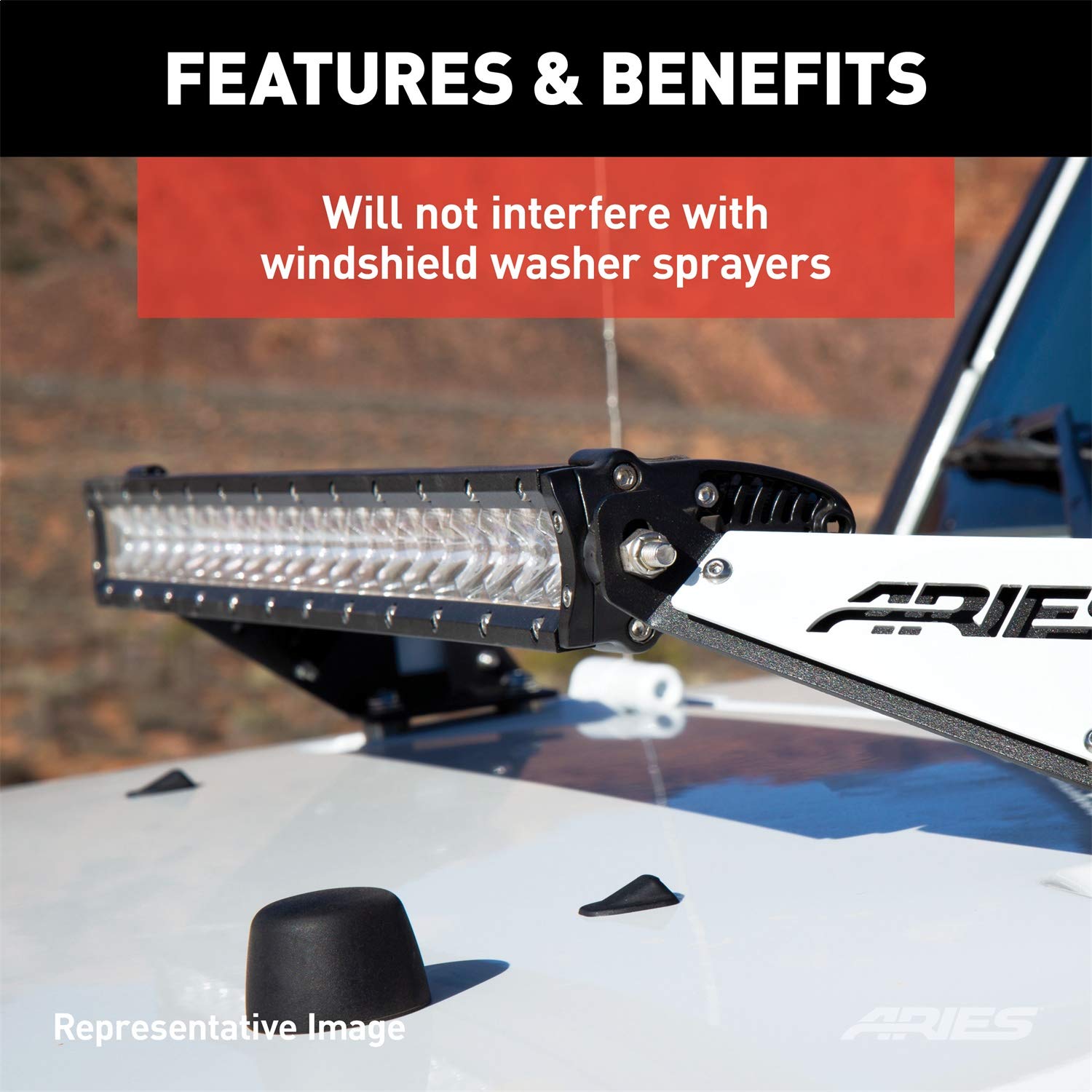 ARIES 15915 Jeep Wrangler TJ Roof Light Brackets, LEDs Sold - View #4