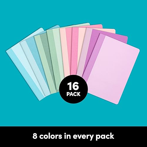 Miniatura 3 de PAPERAGE Cuadernos pequeños de composición, paquete de 16, 60 páginas, 8 cubiertas de color con papel rayado con rayas universitarias, (pastel),