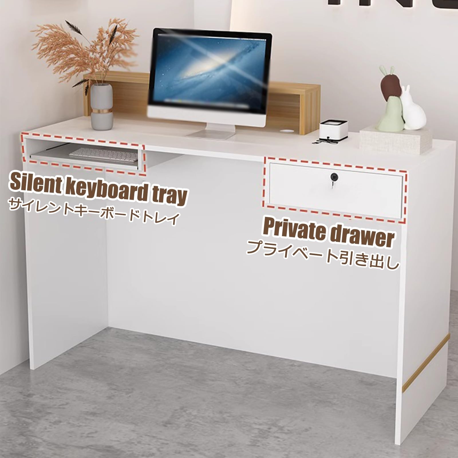 Eleganter, moderner Empfangstisch – stilvolle Kassentische und Kassen-Arbeitsplatz mit Schubladen für Büro, Schönheitssalon, Lobby, Einzelhandel (weißes Finish)