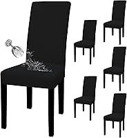 Vista 1 de Easy-Going Juego de 6 fundas 100% impermeables para sillas de comedor, diseño jacquard elástico, extraíble y lavable, protector de silla