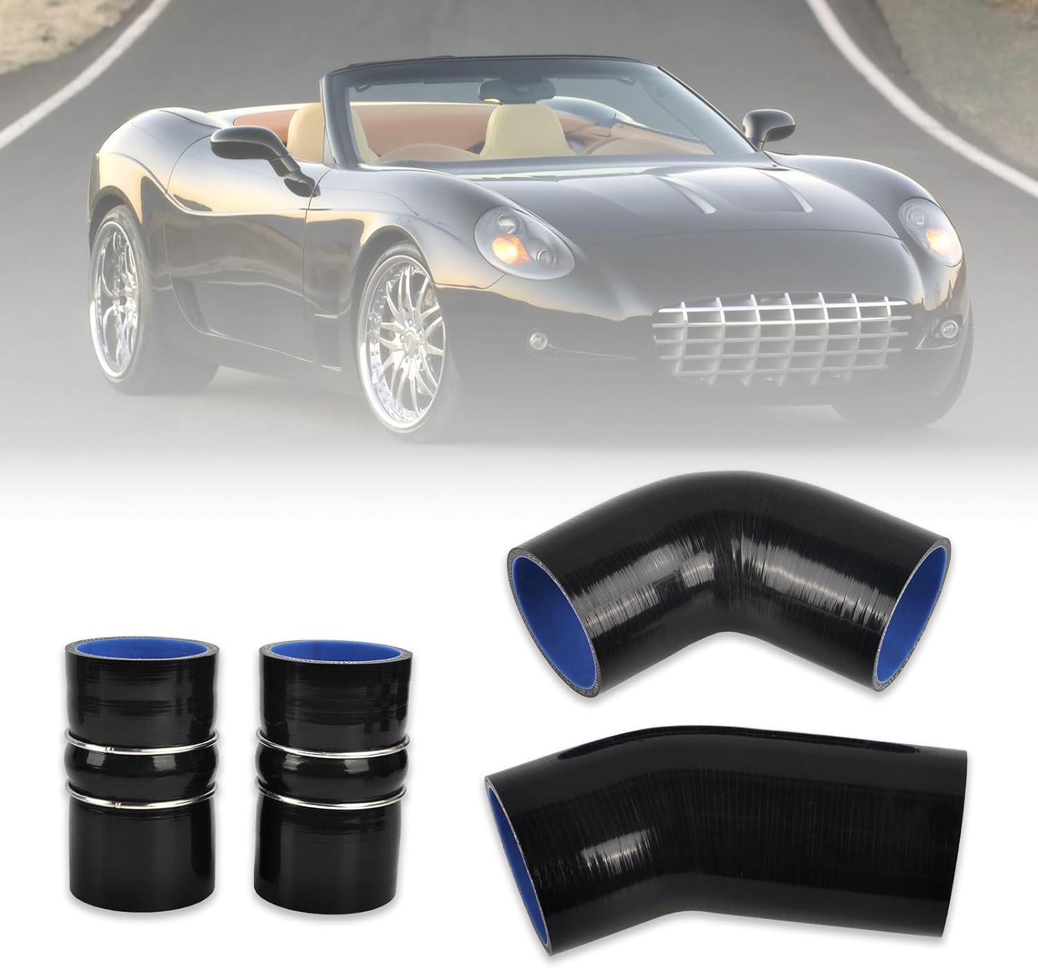 Heavy Duty Silicone Intercooler Boot Kit Compatible with 2004-2005 Chevrolet GMC 6.6L Duramax LLY Black