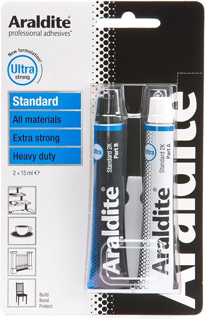 Araldite Standard 2-Part Epoxy, 15ml. Ultra Strong, Multipurpose & Solvent-Free Adhesive Ideal as Ceramic Glue, Plastic Glue, Metal Glue, Jewellery Glue & Glass Glue. For Durable Bonding & Repairs