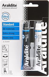 Araldite | Standard 2-Part Epoxy Resin Glue | Ultra Strong, Multipurpose & Solvent-Free Adhesive Works as Ceramic, Plastic, Metal, Jewellery & Glass Glue | For Durable Bonding & Repairs | 15ml