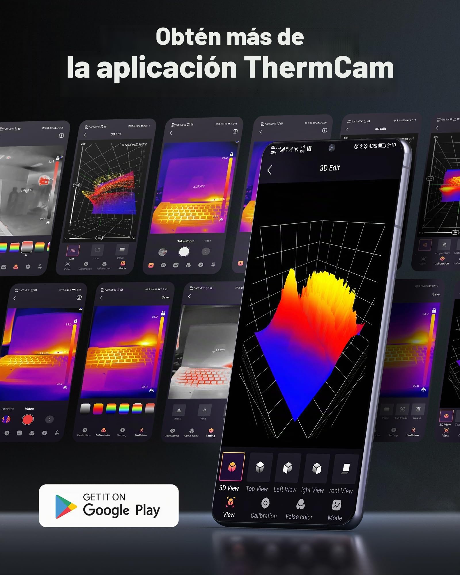 AMPBANK Camara Termica Android, 512x384 TISR Resolución Camara Termografica con Análisis 3D, 25Hz, -20℃ a 450℃ Rango de Temperatura, Thermal Camera para Smartphones y Tabletas Android y PC