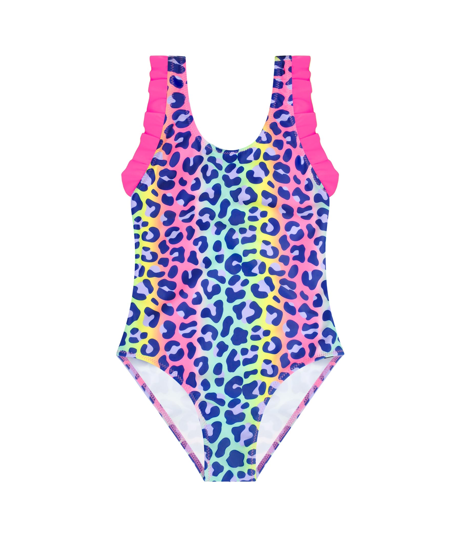 Power Flower Bañador Niña Entero Leopardo con Volantes y Lazo en la Espalda de Secado Rápido para Playa Piscina Vacaciones 2–10 Años