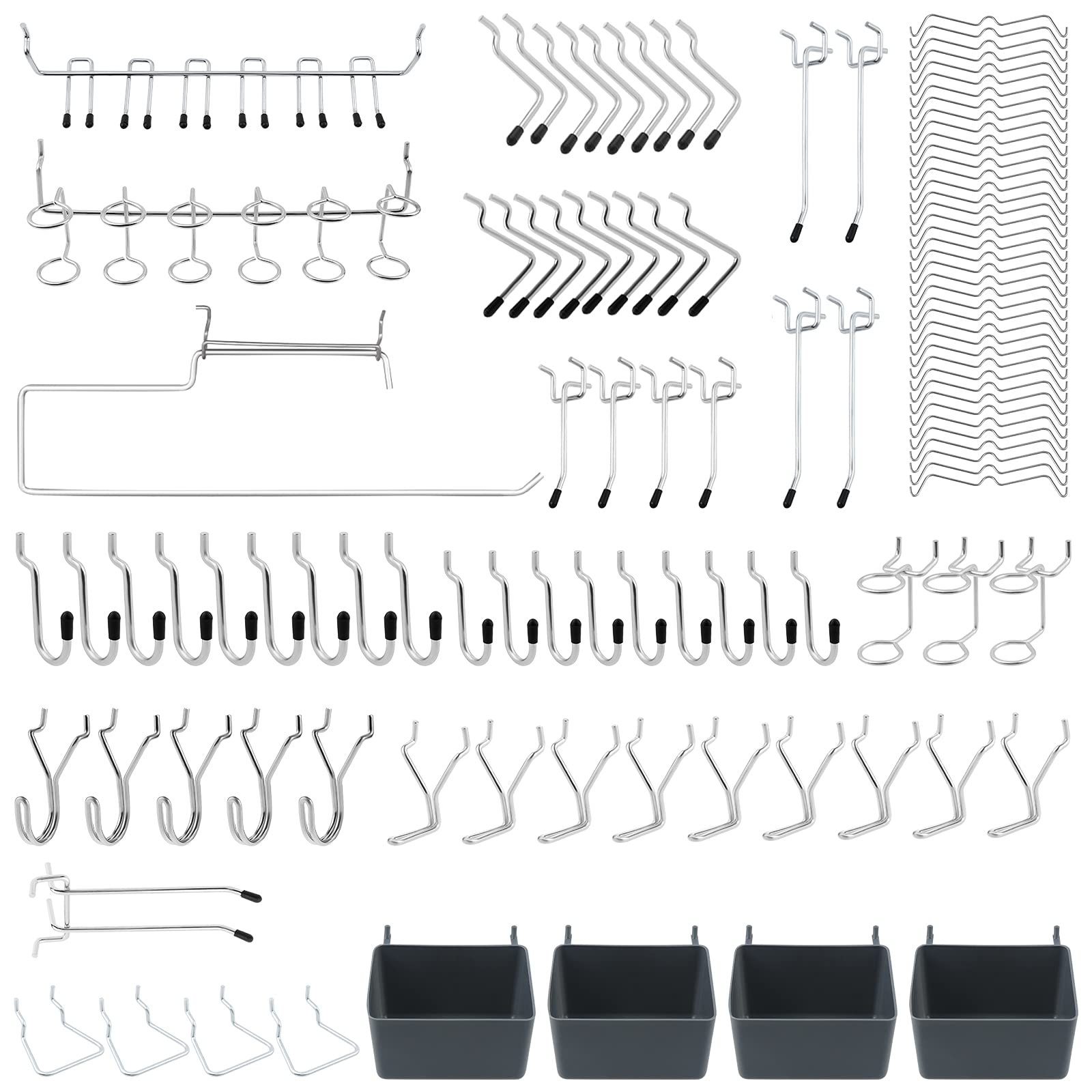 113pcs Pegboard Hooks Surtido, Peg Board Hook Attachments Conjunto y organización Storage Tienda Tools, para Organizar Varias Herramientas