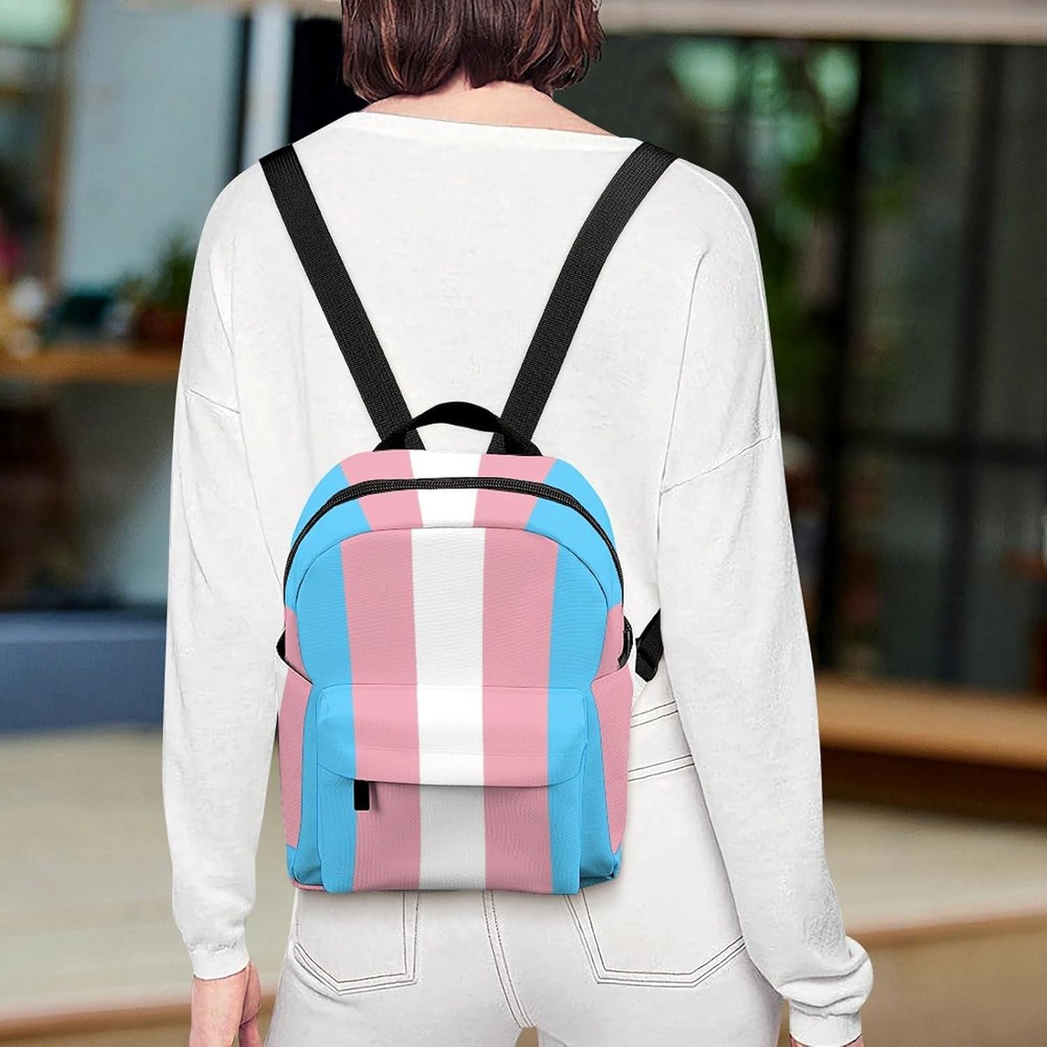 LGBTQ Transgender Pride Backpacks Laptop Mini Backpacks for Women Travel Shoulder Bag Bookbag Rucksack Daypack 10 Inch