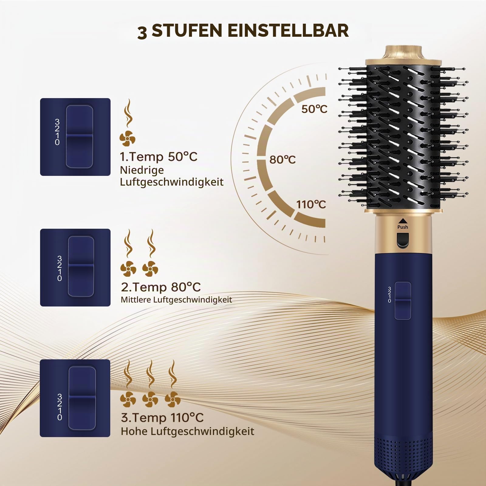 Hair Styler 6 in 1, Airstyler Haarstyler Set 1000W, Rundbürstenföhn, WarmluftbürsteFöhnbürste Automatischer Luft-Lockenstab, Haarglätter Bürste Volumenbürste, Haarglätter Bürste für Alle Haartypen
