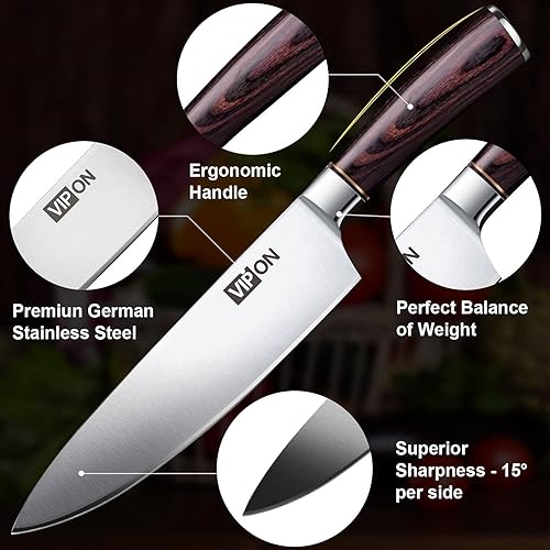 Miniatura 3 de soufull 8-Inch, cuchillo de chef VG 10Acero Inoxidable Japonés Gyutou cuchillo con mango ergonómico