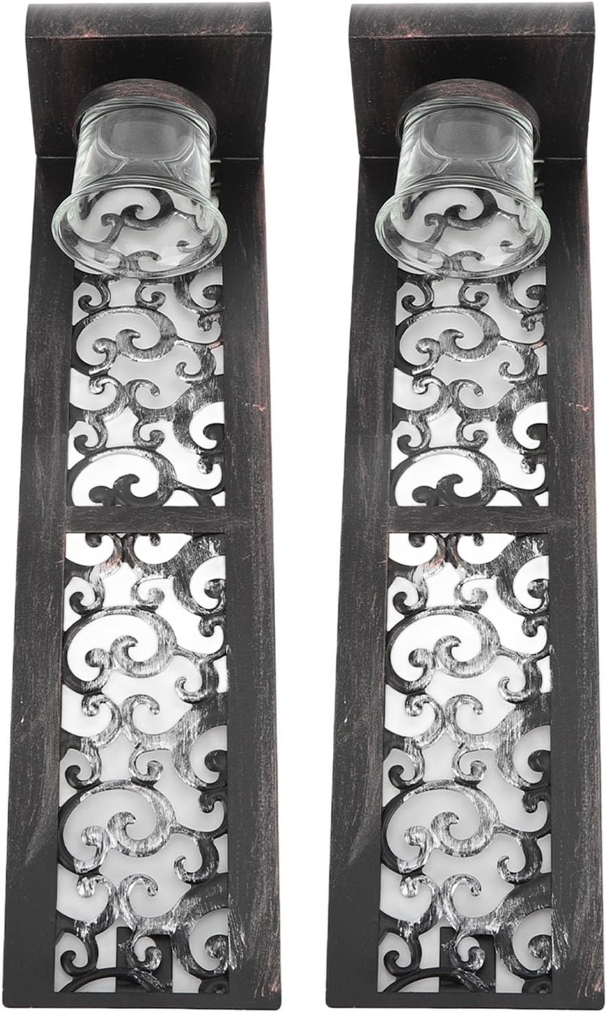 Wall Sconce Candle Holder, Antique Iron Candlestick Wall Art Decoration for Home Living Room Bathroom Bedroom Restaurant Office, Set of 2