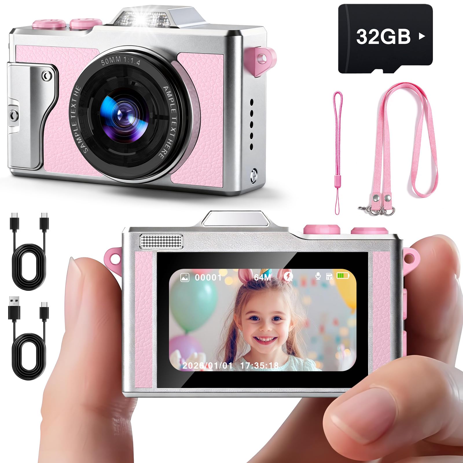 Keychain Digital Camera Metal Casing Sturdy and Durable 1080P Mini Camera Equipped with A 32GB Card Scratch Resistant