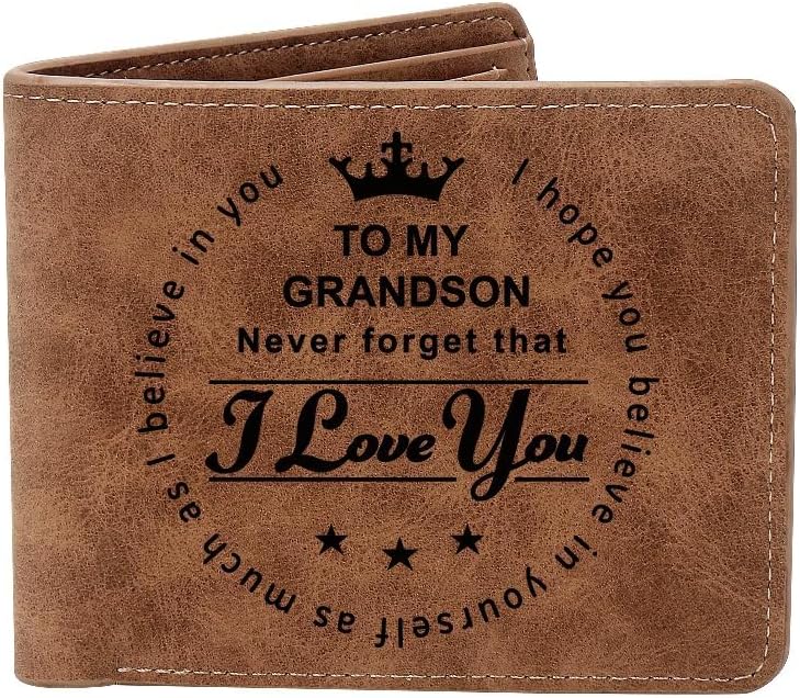 Miniatura 2 de THTCSQ Billetera de cuero de regalo para hombre con texto en inglés "To My Grandson" (To My Grandson)