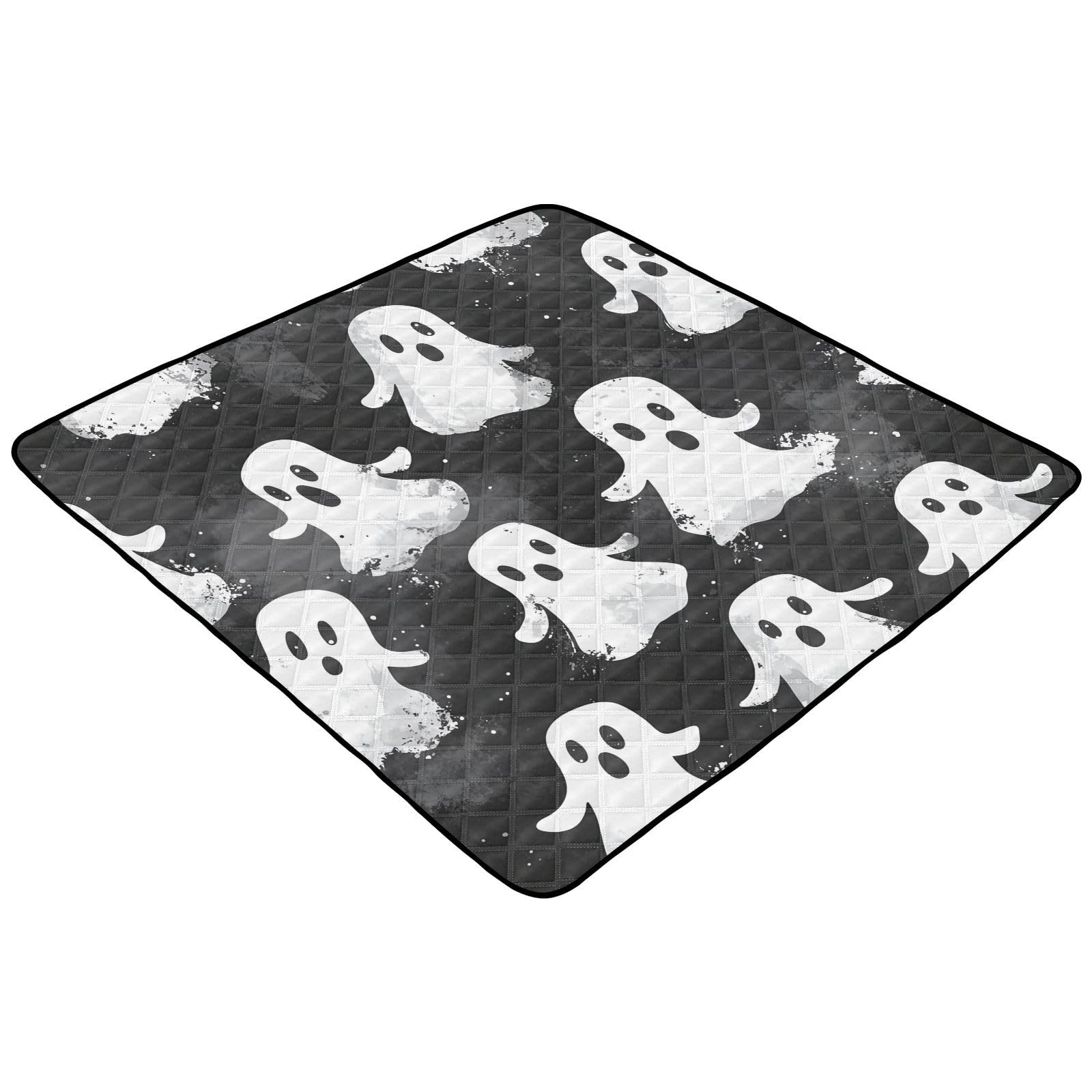 BOESI Watercolor Ghost Baby Play Mat, 50“ X 50” Washable Folding Crawling Mat, Baby Floor Mat, Soft, Non-Slip