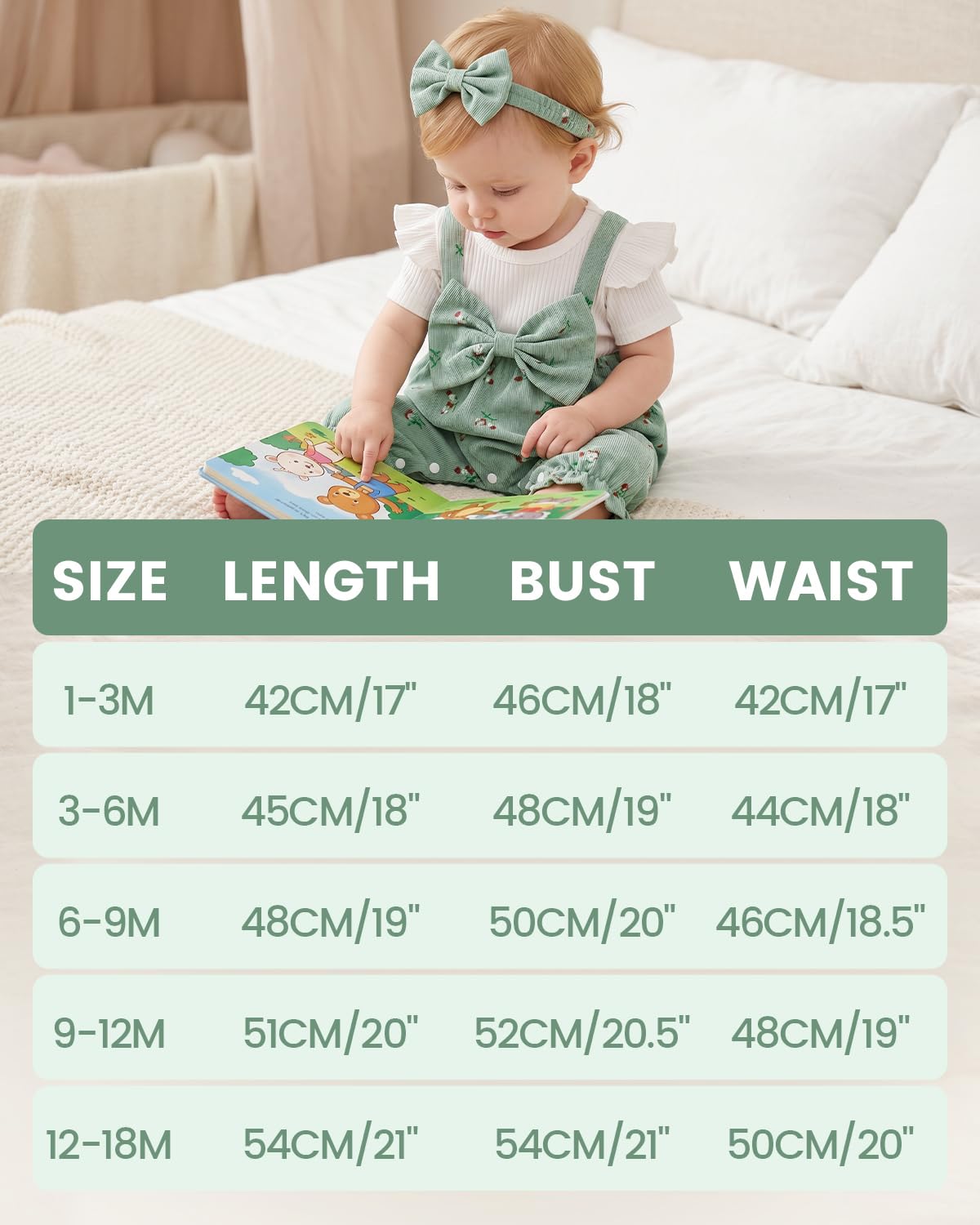 WYTbaby Vêtements Bébé Filles Barboteuse à Manches Longues Combinaison à Fleurs avec Nœud Papillon Tenues Printemps Automne Ensemble de Vêtements pour 1-18 Mois