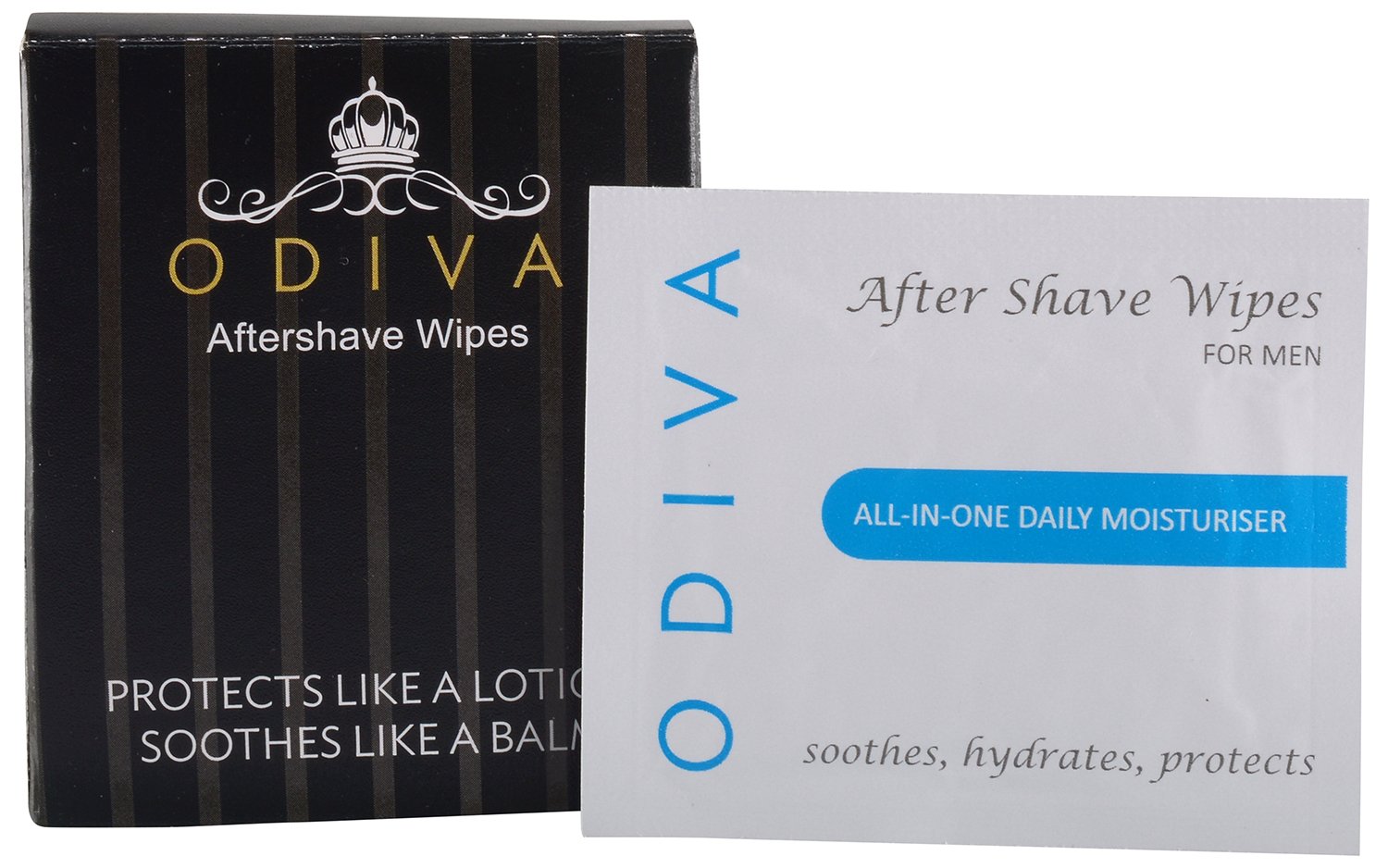 Aftershave for men - ODIVA Aftershave Wipe (Pack of 10 Sachets) - Protects like a lotion, soothes like a balm - Provides the best of both worlds, of an after shave lotion and after shave balm. Experience the art of shaving.
