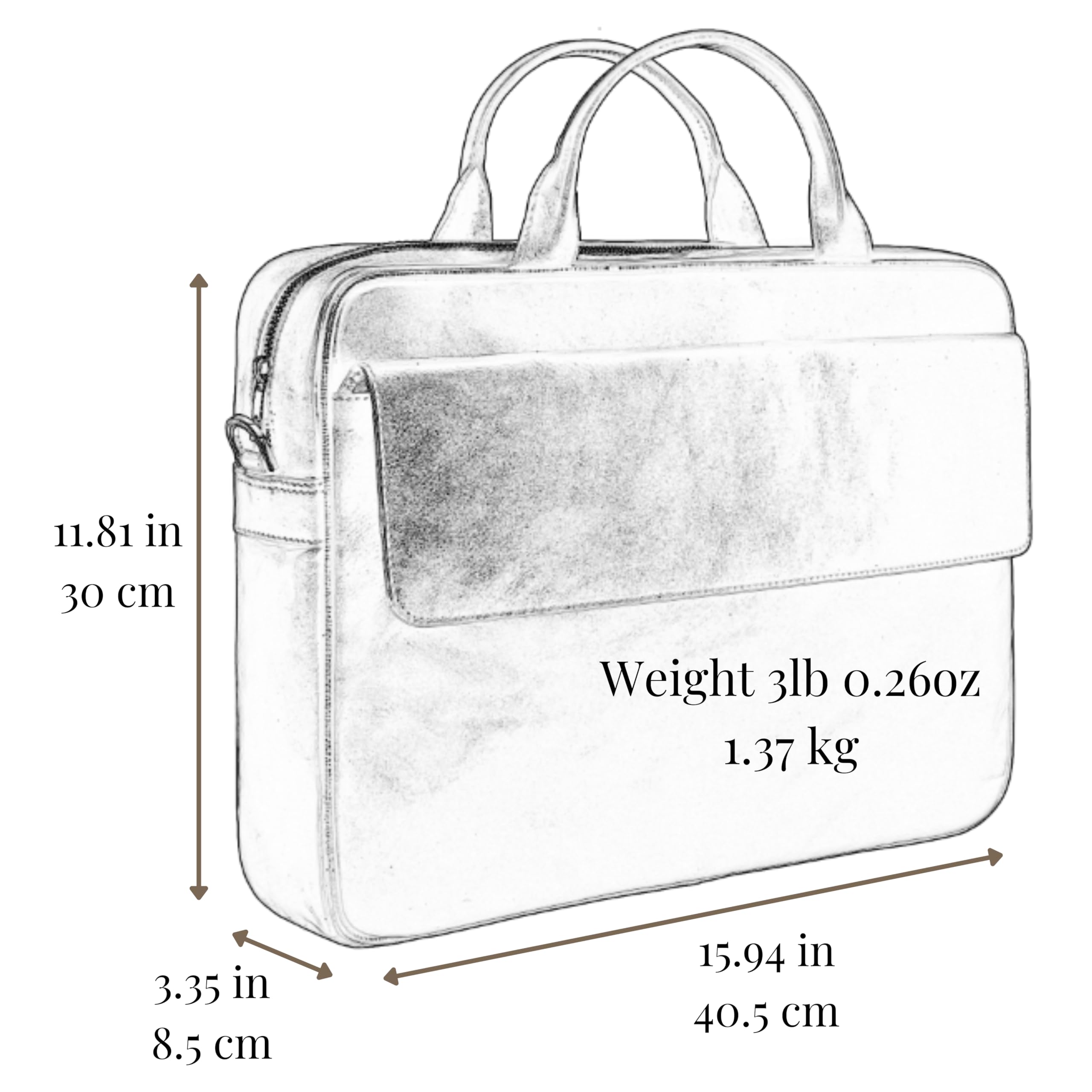 Time Resistance Cartable en Cuir Sacoche en Cuir pour Ordinateur Portable Fait Main en Italie - Cartable pour Hommes et Femmes - Serviette Professionnelle pour Ordinateur