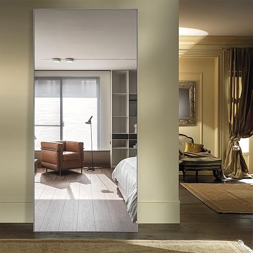 NeuType Espejo de cuerpo completo de 71 x 24 pulgadas, espejo de cuerpo completo, color gris arena, espejo de pared de longitud completa, espejo de