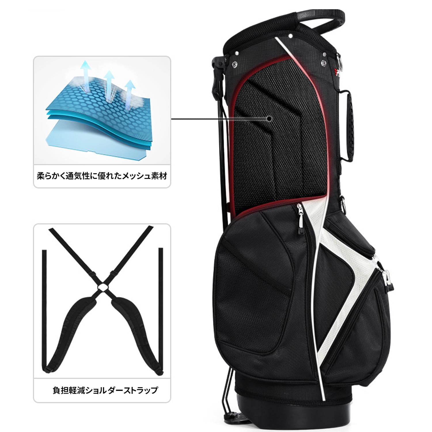 Amazon.co.jp: Twinbasto ゴルフキャディーバック 軽量 2.4kg スタンド