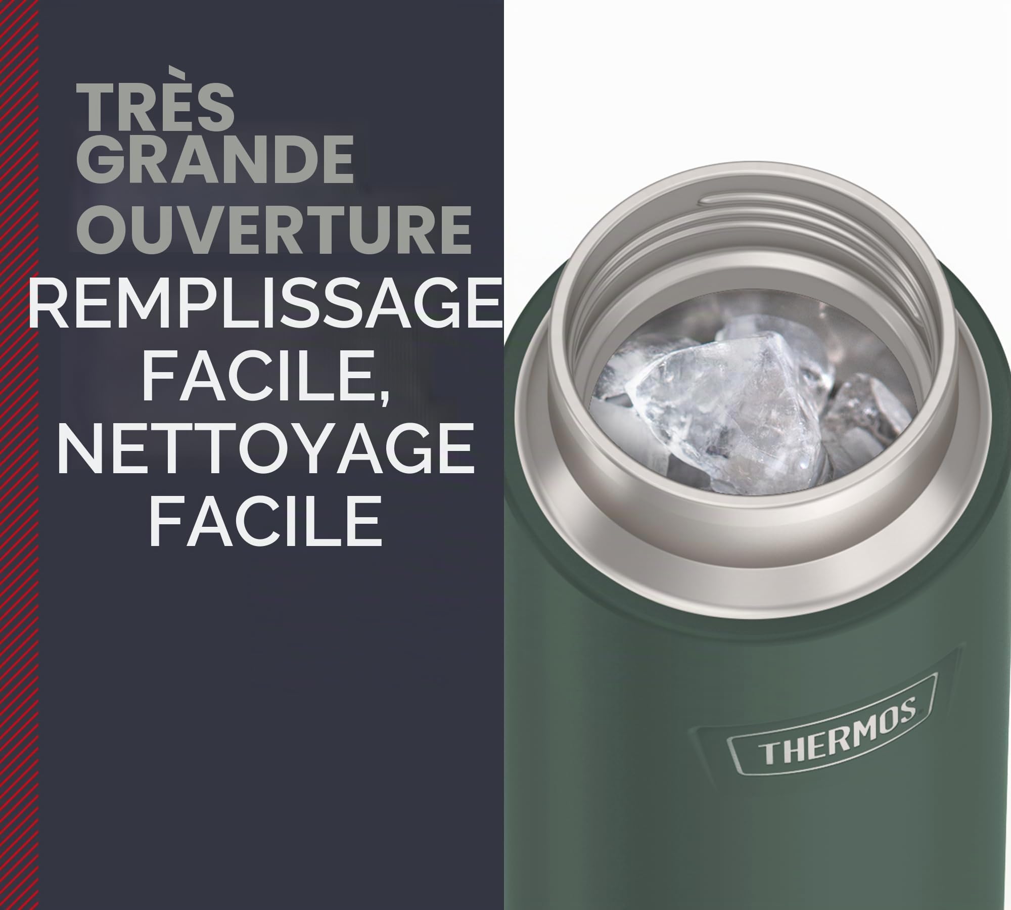 THERMOS Icon Beverage Bottle Bouteille isotherme, 0,71 l, en acier inoxydable, 710 ml, chaude 18 h / 24 h froide, passe au lave-vaisselle, entièrement étanche, sans BPA
