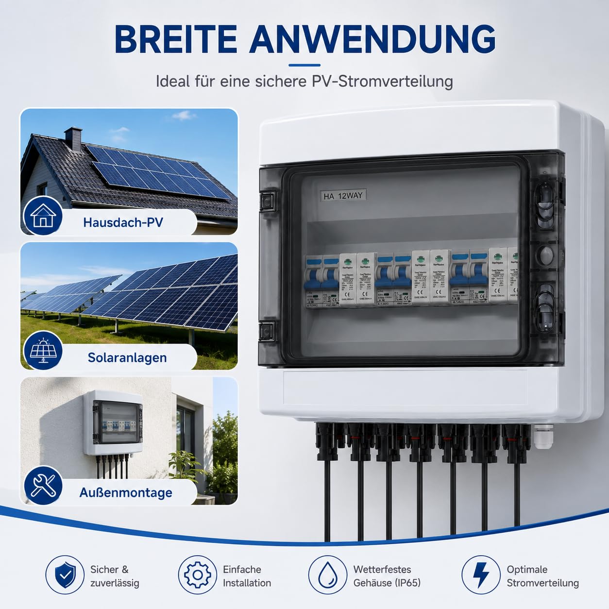 überspannungsschutz PV 3 In 3 Out 1000v DC Solar Combiner Box Leistungsschalter Solar Trennschalter,Für Solarmodule Im Freien, Wohnmobile Und Elektrofahrzeuge