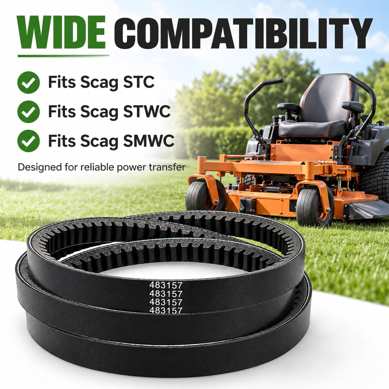 483157 483084 - Cinturón de cubierta compatible con Scag STC STWC SMWC 1.6