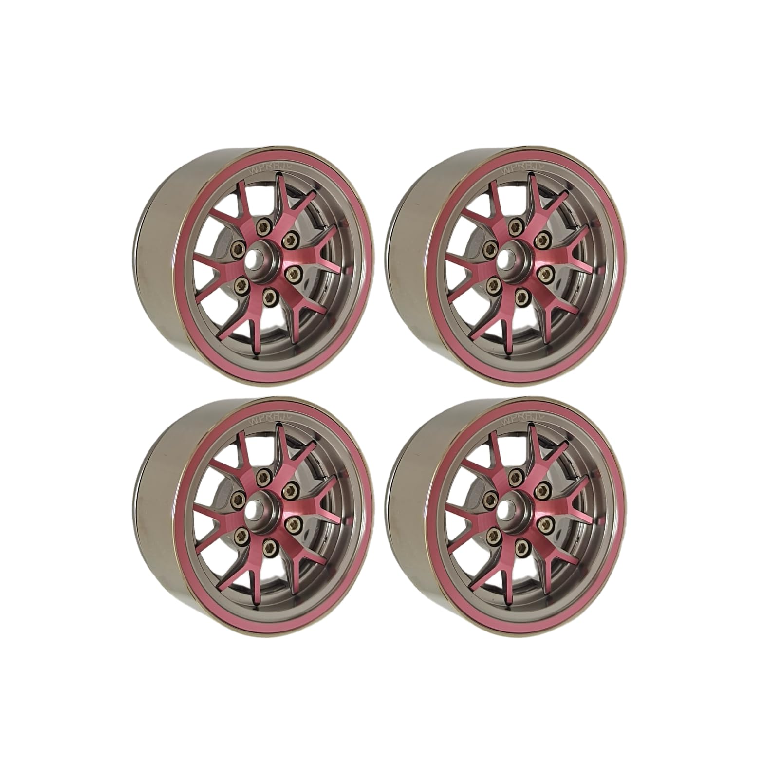WPRHJY Metal 1.9 Beadlock Wheel Rims ?Cool Design Wheel Hub ?Set of 4, for Wagon Wheel 1:10 RC Crawler Axial SCX10 II 90046 SCX10 III AXI03007 TRX4 TRX6. (Pink Titanium)