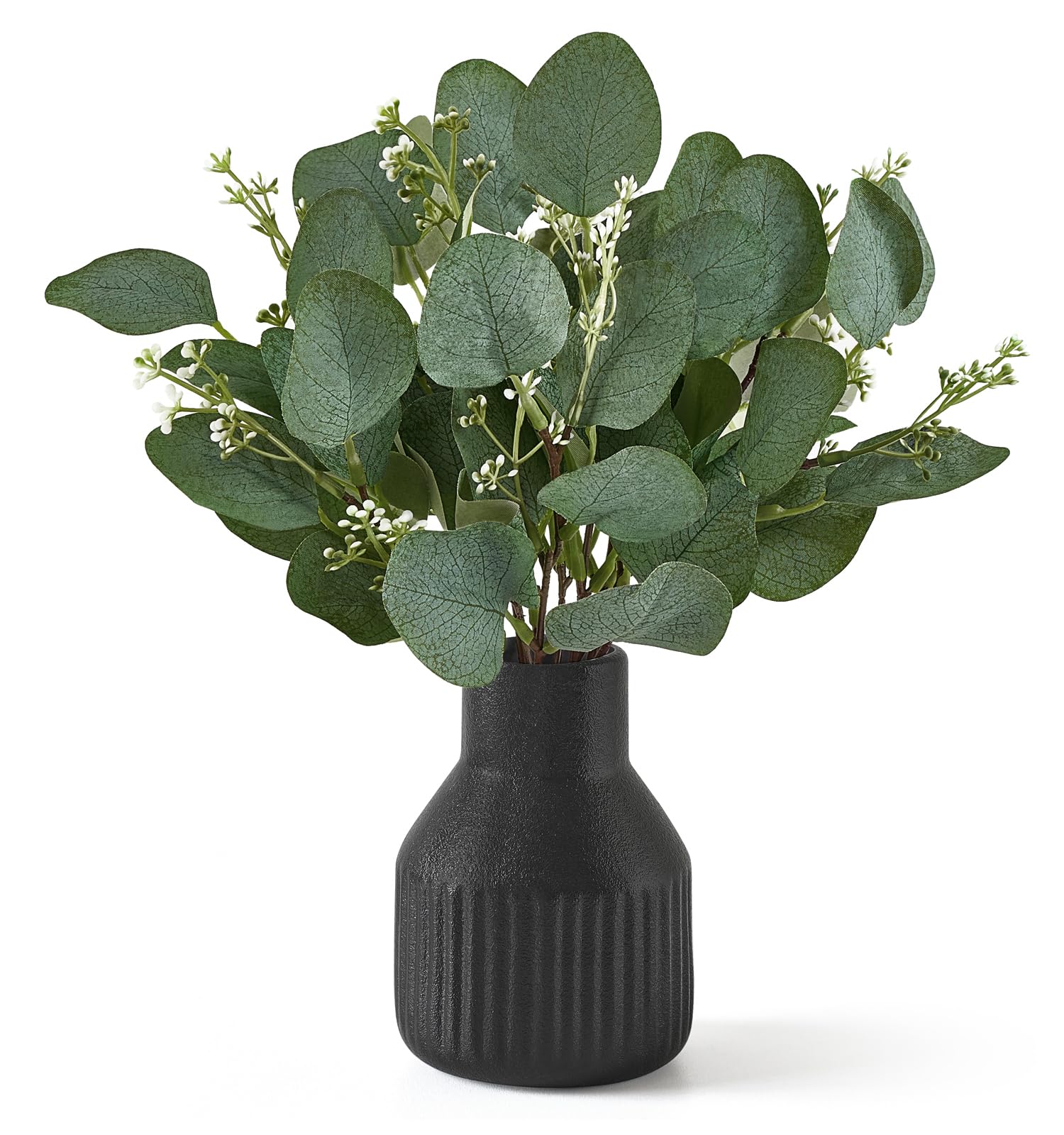 Dahey Fake Eucalyptus Plants in Small Ceramic Vase for Bathroom Table Decor