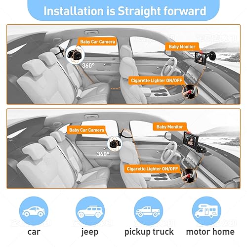 Miniatura 6 de Monitor de cámara de coche para asiento trasero - Espejo de coche para bebé - Cámara de seguridad para asiento trasero infantil con pantalla de 4.3