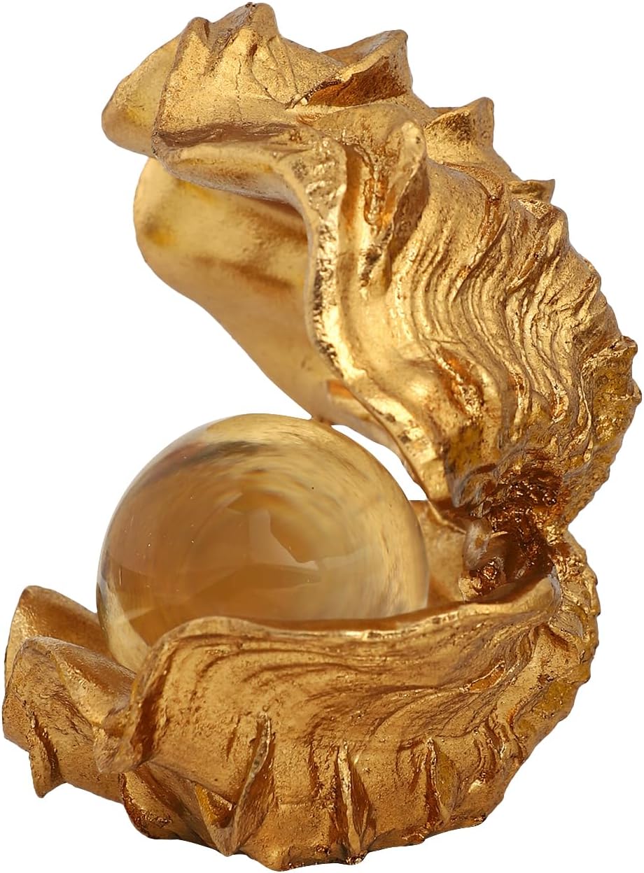 Pearl Oyster Statues Home Decor Living Room Decor Coffee Table Sculpture Bedroom Desk Decorations Gold Shelf Statue Office Figurine Desktop House Accent Aesthetic Collectibles Ornaments