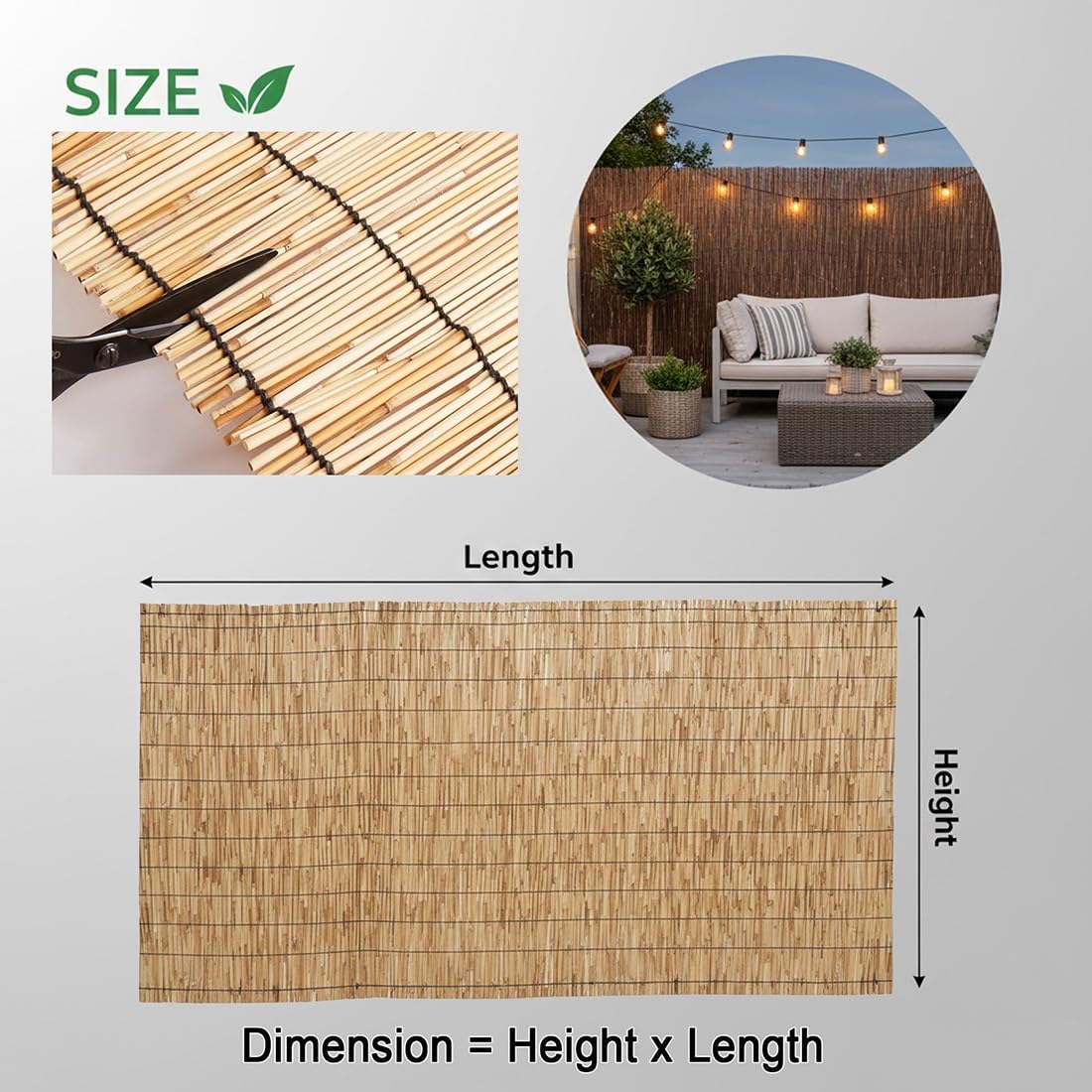 Rollo de Valla Cañizo, Natural Valla de Bambú for Jardín Exterior Piscinas Techos y Patios, Pantalla de Valla Caña Resistente a La Intemperie Y La Privacidad(Marrón,H150cmxL1000cm)
