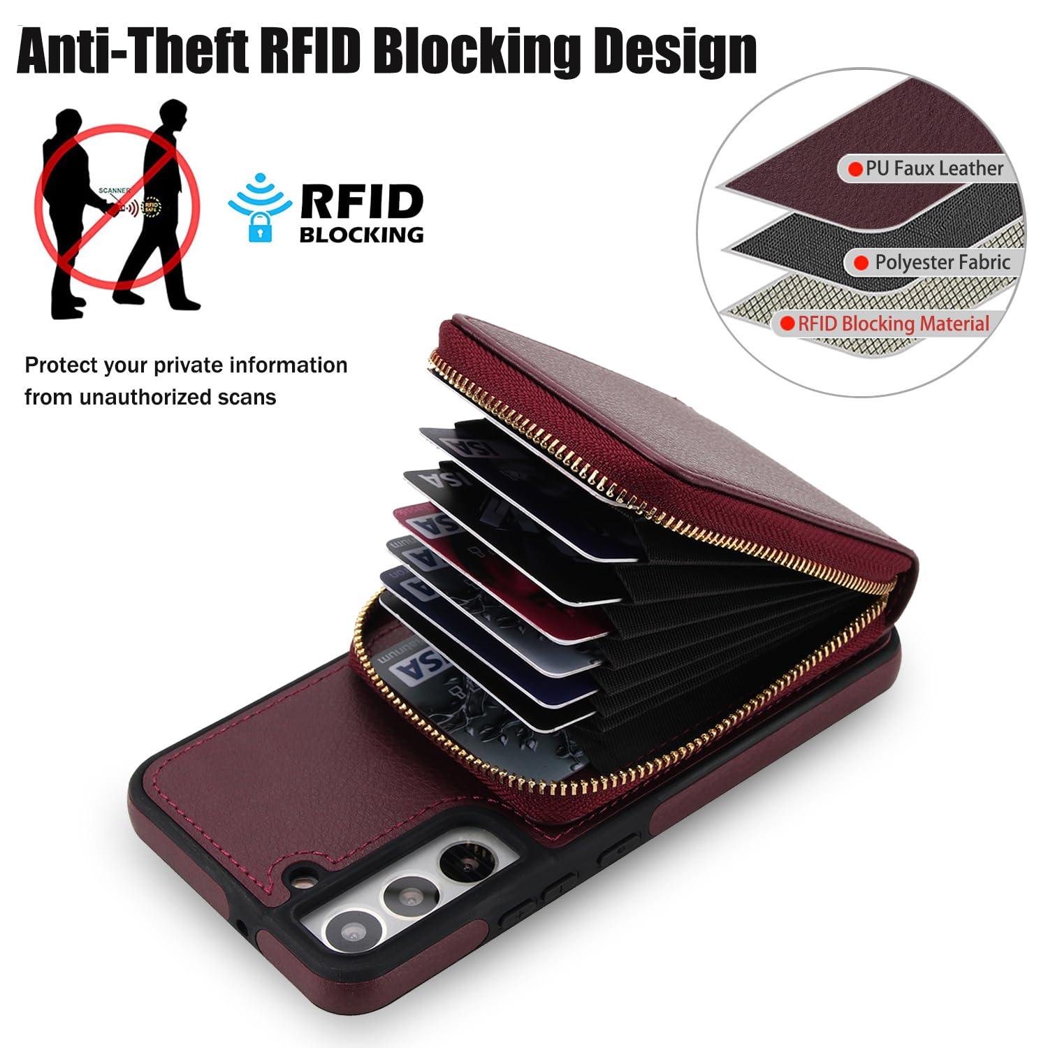 Asuwish Custodia per telefono per Samsung Galaxy S22 5G 2 in 1 Custodia magnetica a portafoglio con protezione per lo schermo Tracolla Tracolla Blocco RFID Porta carte di credito S 22 22S 4G G5 6.1